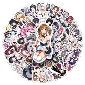 50 Stück Anime Maid Aufkleber, Sexy Kawaii Sticker Set, Japanisch Graffiti für Laptop & Handyhülle