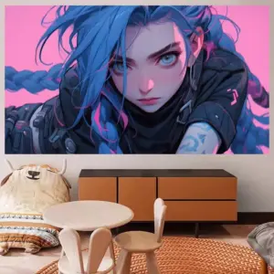 Jinx Arcane Anime Wandteppich Wanddeko Schlafzimmer,  (NO LED) 250090002110